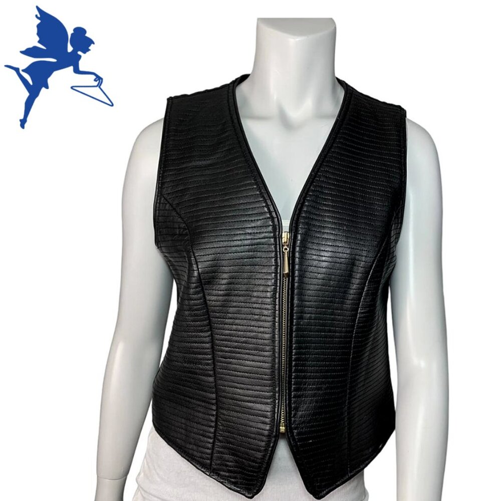 VINTAGE PRESTON & YORK Y2K Zip Front Moto Leather Vest